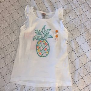 Gymboree Pineapple tank, NWT size 5, ruffled sleeves and cute jewel details